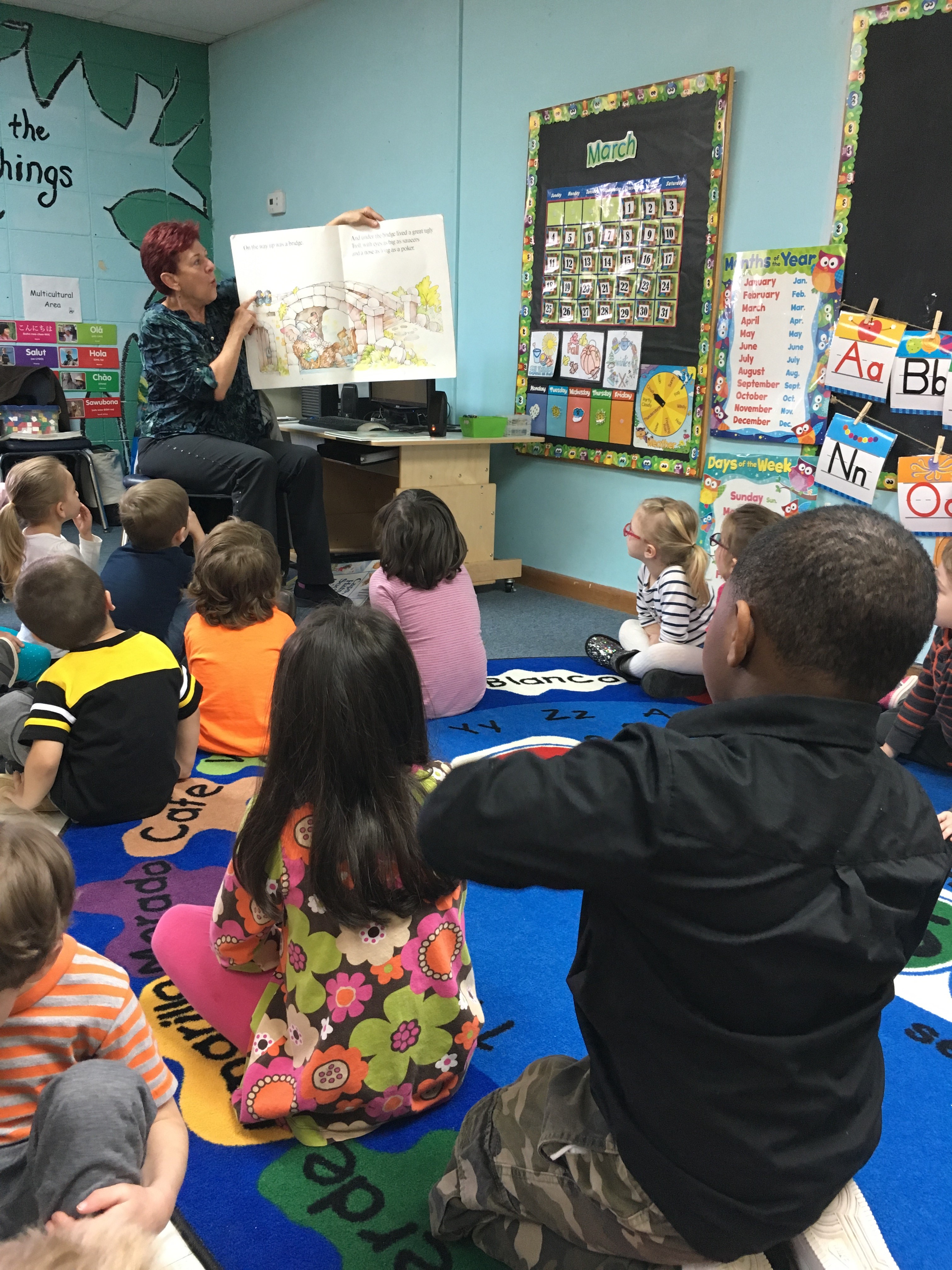 IU librarian reads to Head Start as part of their Community Helpers unit.
